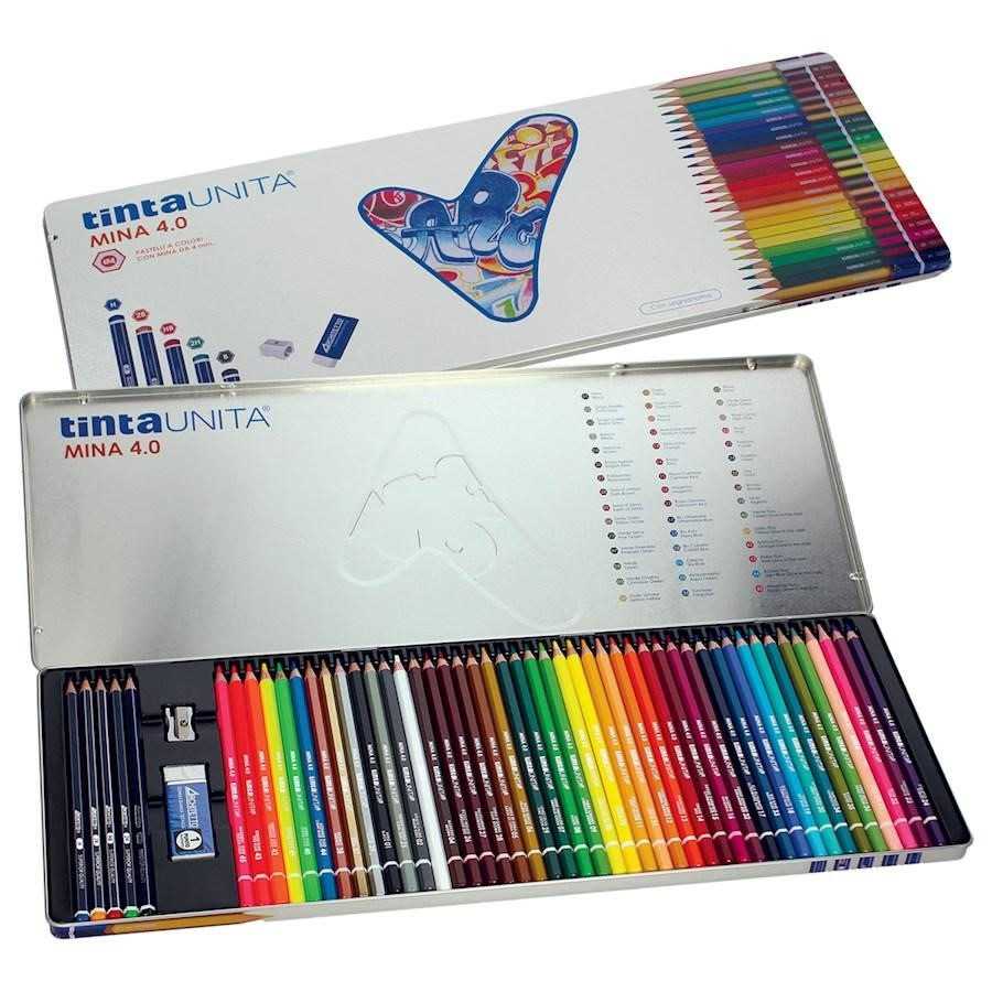 PASTELLI sc.50 METALLO TINTA UNITA  CON GOMMA TEMPERINO E MATITE