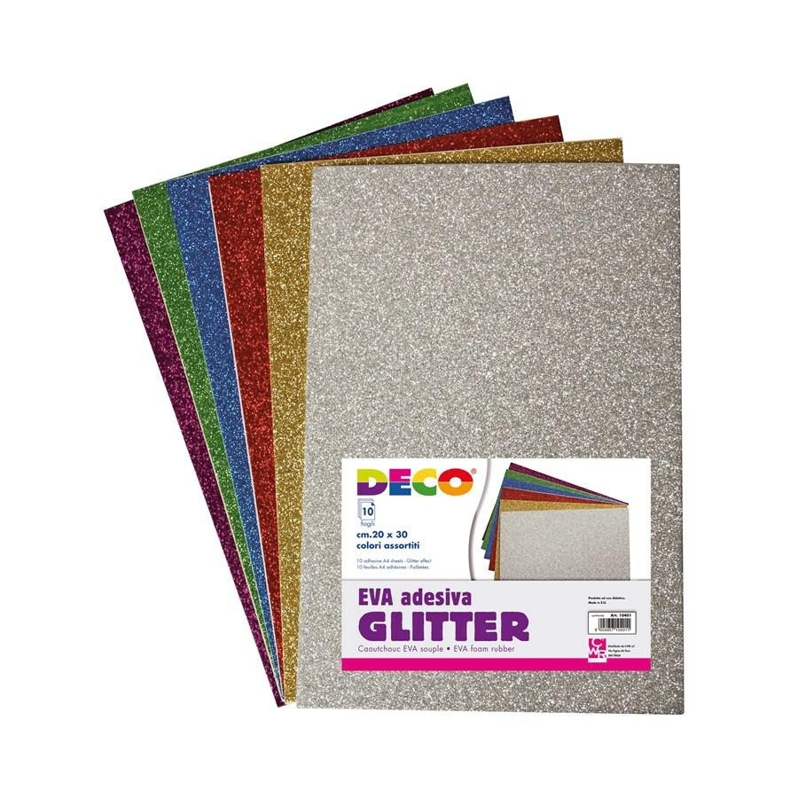 GOMMA CREPP GLITTER ADESIVA BUSTA DA 10 PZ.ASS.