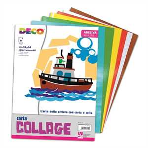 Blocco Carta RASATA ADESIVA cm24x34 f6 Assortita Collage