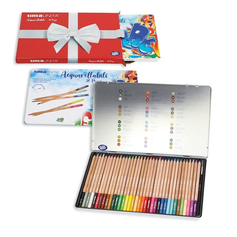 PASTELLI ACQUERELLABILI TINTAUNITA 36PZ SCATOLA METALLO