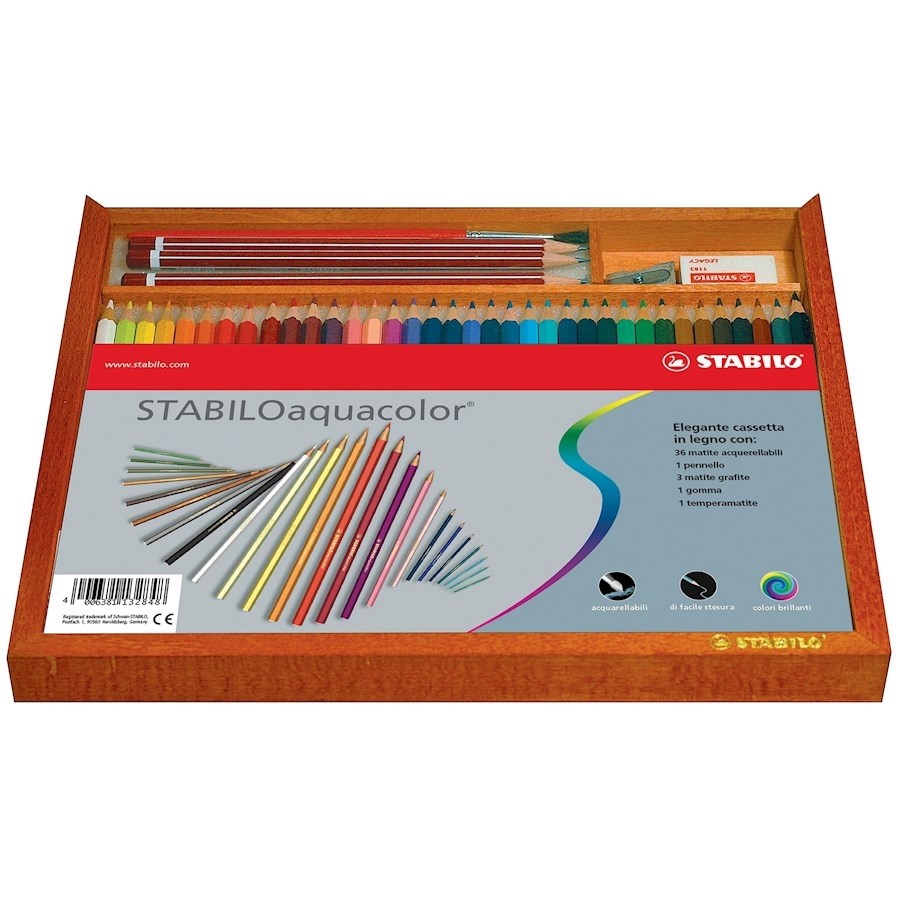 Pastello AQUACOLOR PZ.36 CASSETTIERA Legno