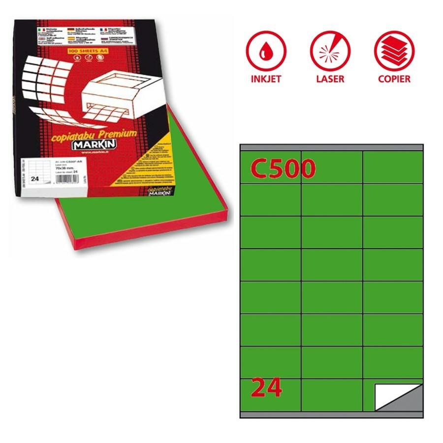 Etichette COLOR A4 70X36 (C500) VERDE