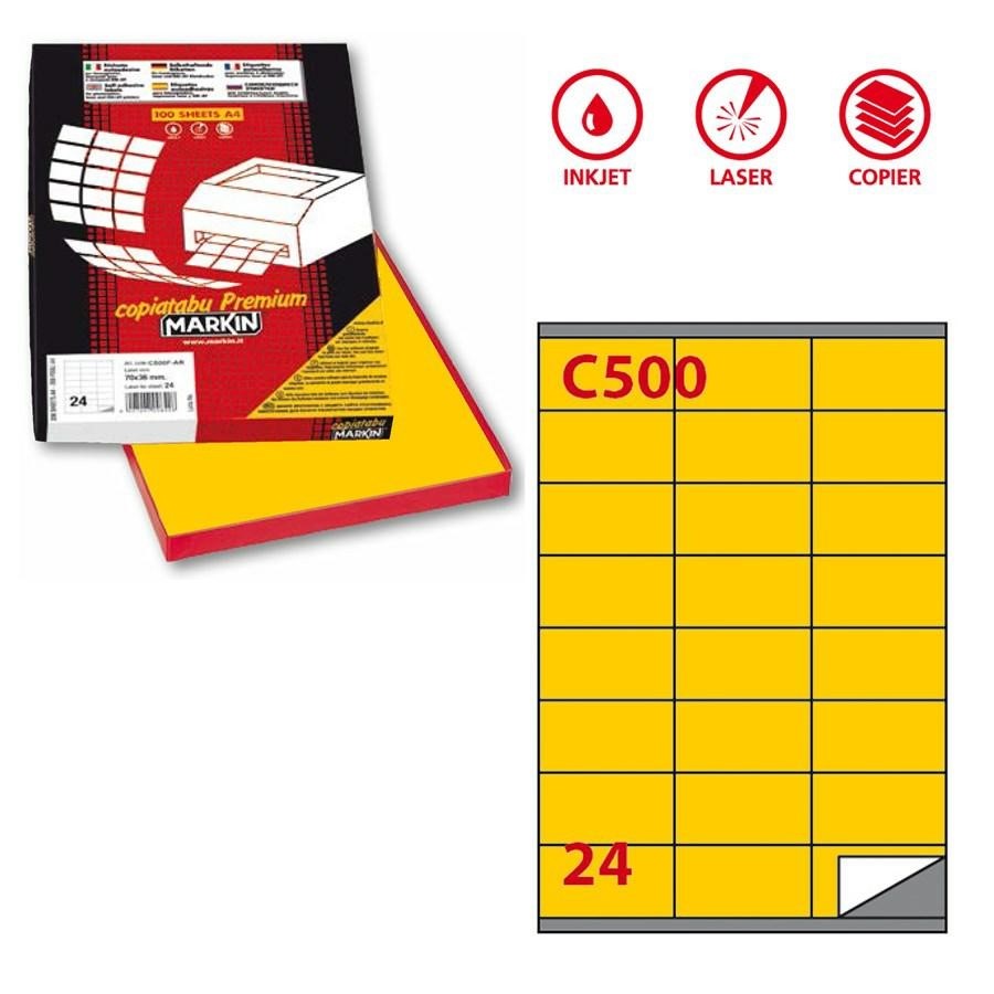 Etichette COLOR A4 70X36 (C500) GIALLO