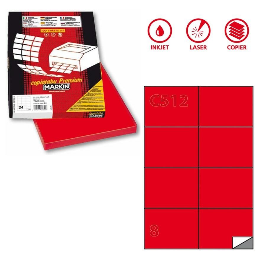 Etichette COLOR A4 105X74 (C512) ROSSO
