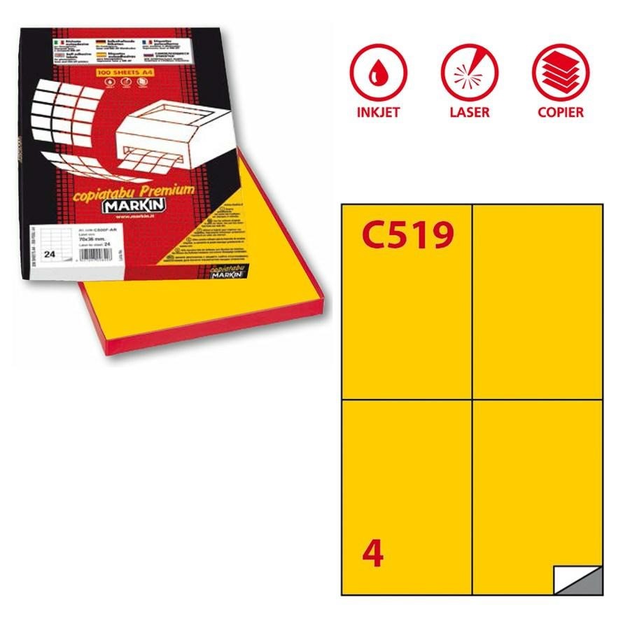 Etichette COLOR A4 105X148 (C519) GIALLO