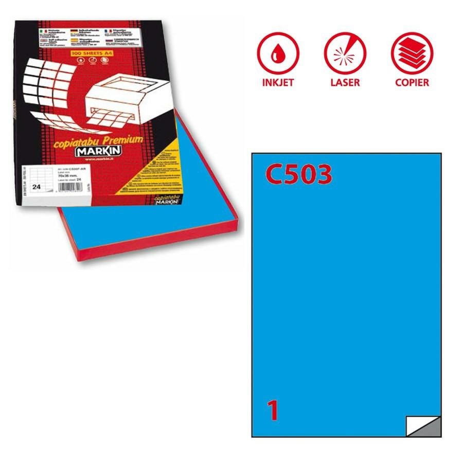 Etichette COLOR A4 210X297 (C503) BLU