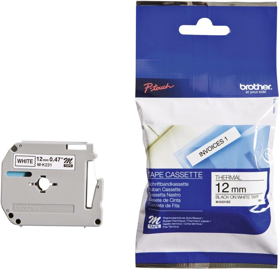 BROTHER nastro MK-231 mm.12NERO/BIANCO