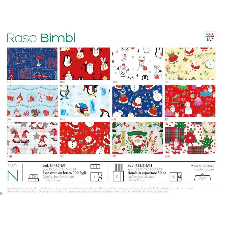 Carta regalo Raso Natale 100x70 BAMBINI FF100 SAUL SADOCH - Carta da regalo  - Minerva 2000