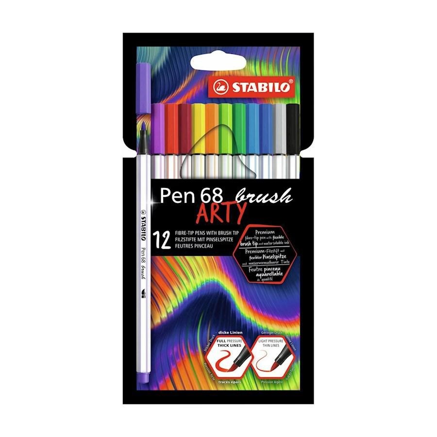 STABILO PEN 68 BRUSH pz12 ast.cartone ARTY