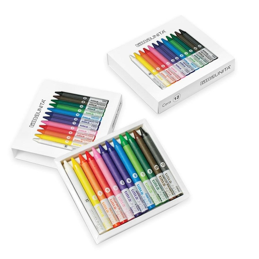 Pastelli a cera scatola 12 colori   Tintaunita