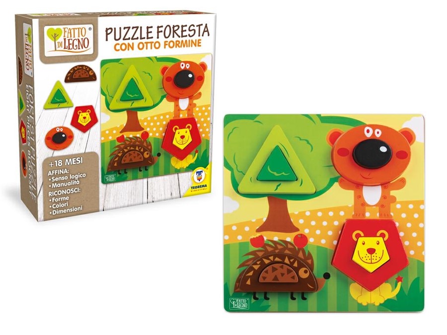 FATTO DI LEGNO-PUZZLE FORESTA CON 8 FORMINE