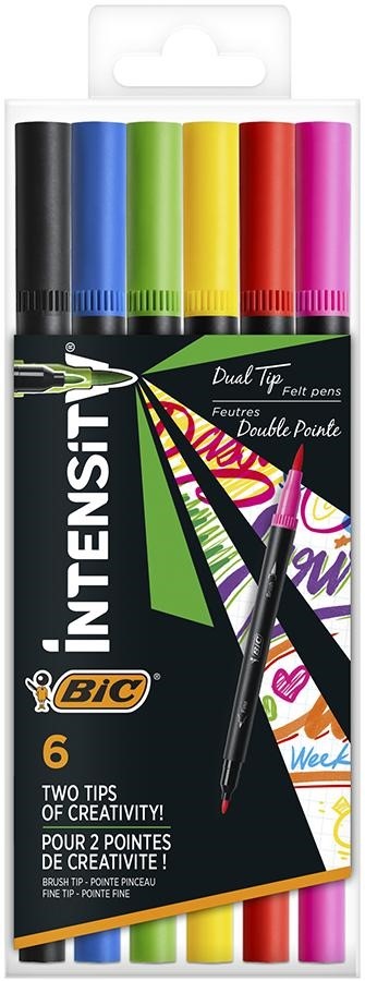 BIC INTENSITY DUAL TIP 6PZ COLORI CLASSIC (PUNTA FELTRO E BRUSH)