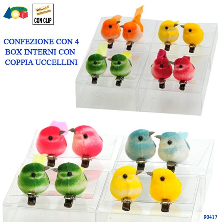 CONFEZIONE TRASP. CON 4 CONFEZIONE DA 2 UCCELLINI CON CLIP