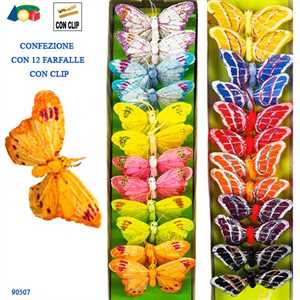 CONFEZIONE DA 12 FARFALLE CON CLIP