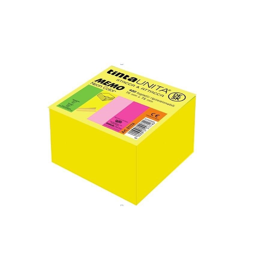 CUBO FOGLIETTI STACCA&ATTACCA 75X75 GIALLO NEON 400FF TintaUNITADESK