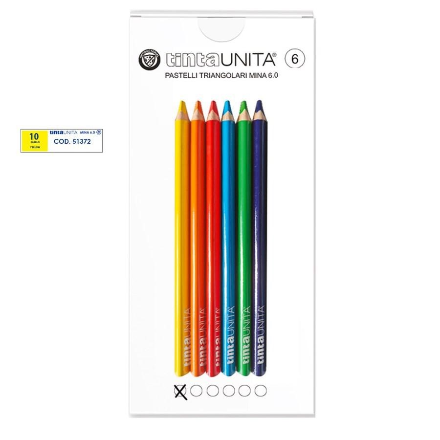 PASTELLO GIALLO 10 TRIANGOLARE MINA 6MM 6PZ 60034 TINTAUNITA