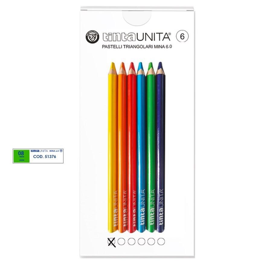 PASTELLO VERDE 08 TRIANGOLARE MINA 6MM 6PZ 60038 TINTAUNITA