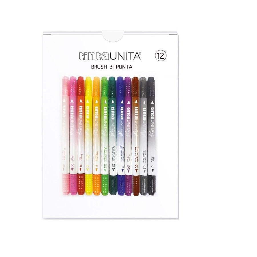 Pennarelli BRUSH bipunta da 12 TINTAUNITA Cod.60030