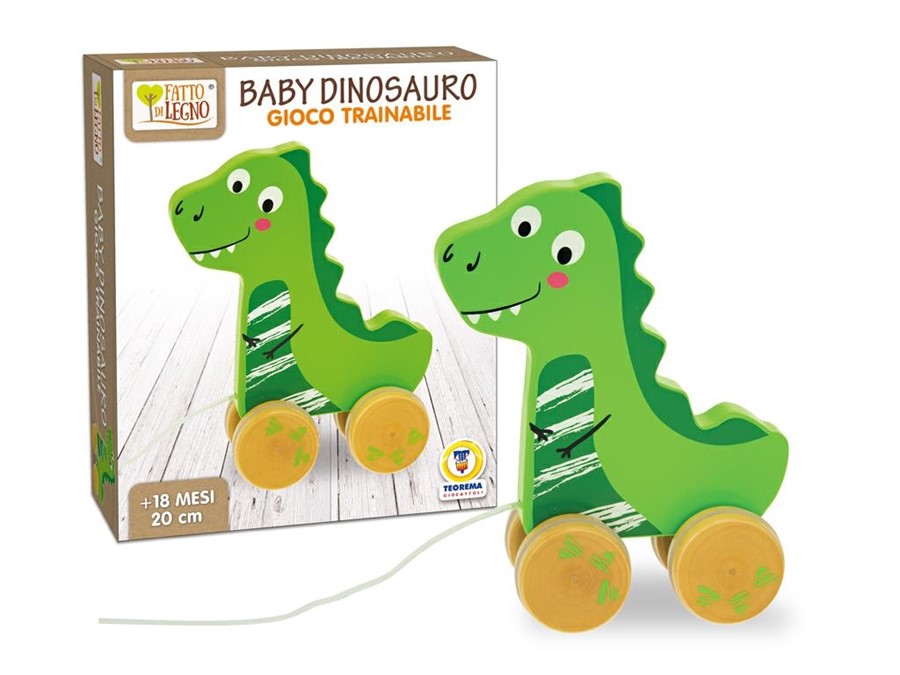 FATTO DI LEGNO BABY DINOSAURO TRAINABILE