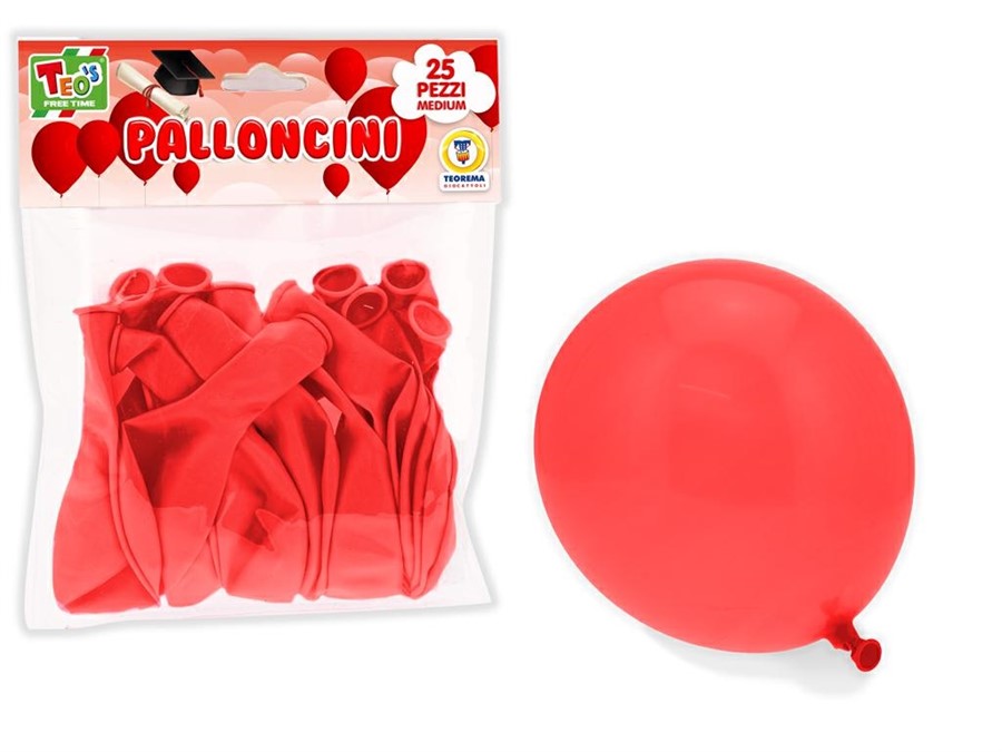 TEO'S PALLONCINI PZ.25 ROSSI 25 CM