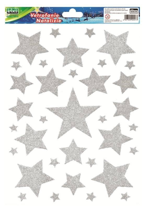 VETROFANIE NATALIZIE STELLE ORO E ARGENTO MERRY CHRISTMAS