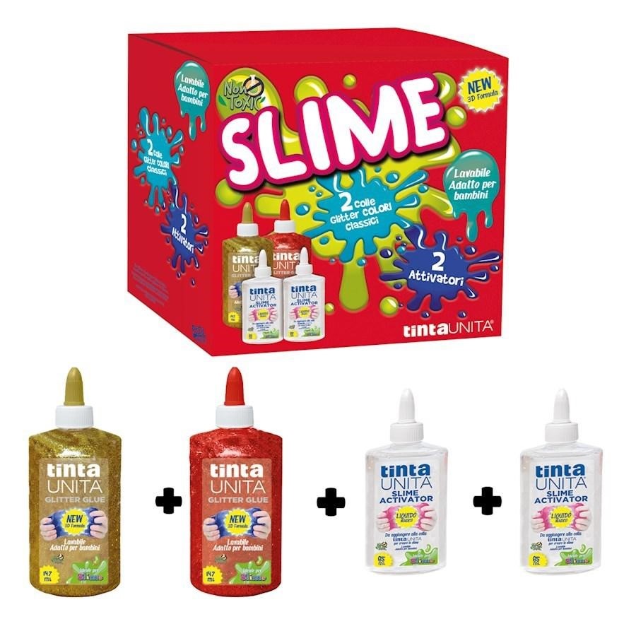 SLIME SET 2 FLACONI 147ML+2 ATTIVATORI GLITTER /NEON TINTAUNITA