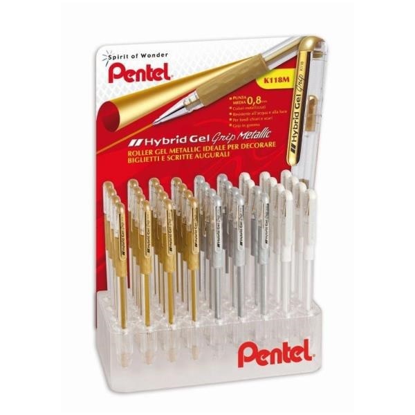 EXPO PZ.48 HYBRID GEL GRIP METALLIC ORO/ARG/BIANCO K118