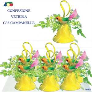 CONFEZIONE DA 6 CAMPANELLE CON FIORI
