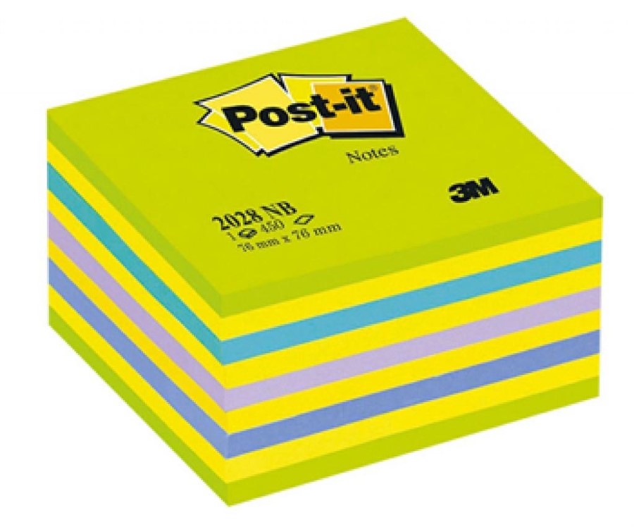 POST-IT CUBO 76X76 VERDE NEON ASS.450FF 3M