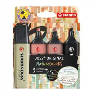 STABILO BOSS 3 COLORI NATURA(137-165-175) + 1 MARCATORE NERO