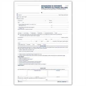 DICH.CONF.IMPIANTO REG.D'ARTE A 5 COPIE PZ.50 884250000G(18411)