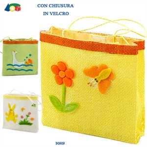 BORSETTA JUTA CON DECORI ASS