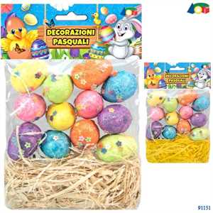 BUSTA 12 OVETTE COLORATE CON PAGLIA