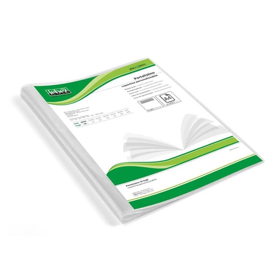 PORTALISTINO 40 FOGLI A4 PERSONALIZZABILE LINEA TRANSPARENT
