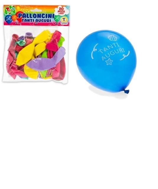 TEO'S PALLONCINI PZ.20 COLORATI TANTI AUGURI 30CM
