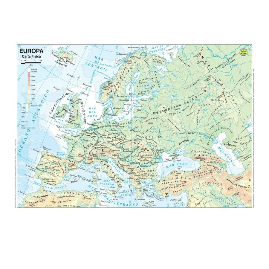 CARTINA GEOGRAFICA PLASTIFICATA EUROPA