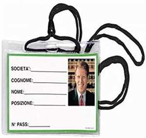 PORTABADGE CON CORDONE NERO 100 PEZZI