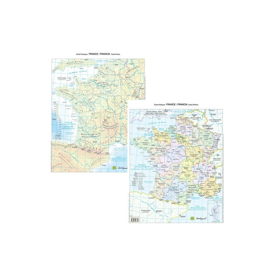 CARTINA GEOGRAFICA PLASTIFICATA FRANCIA