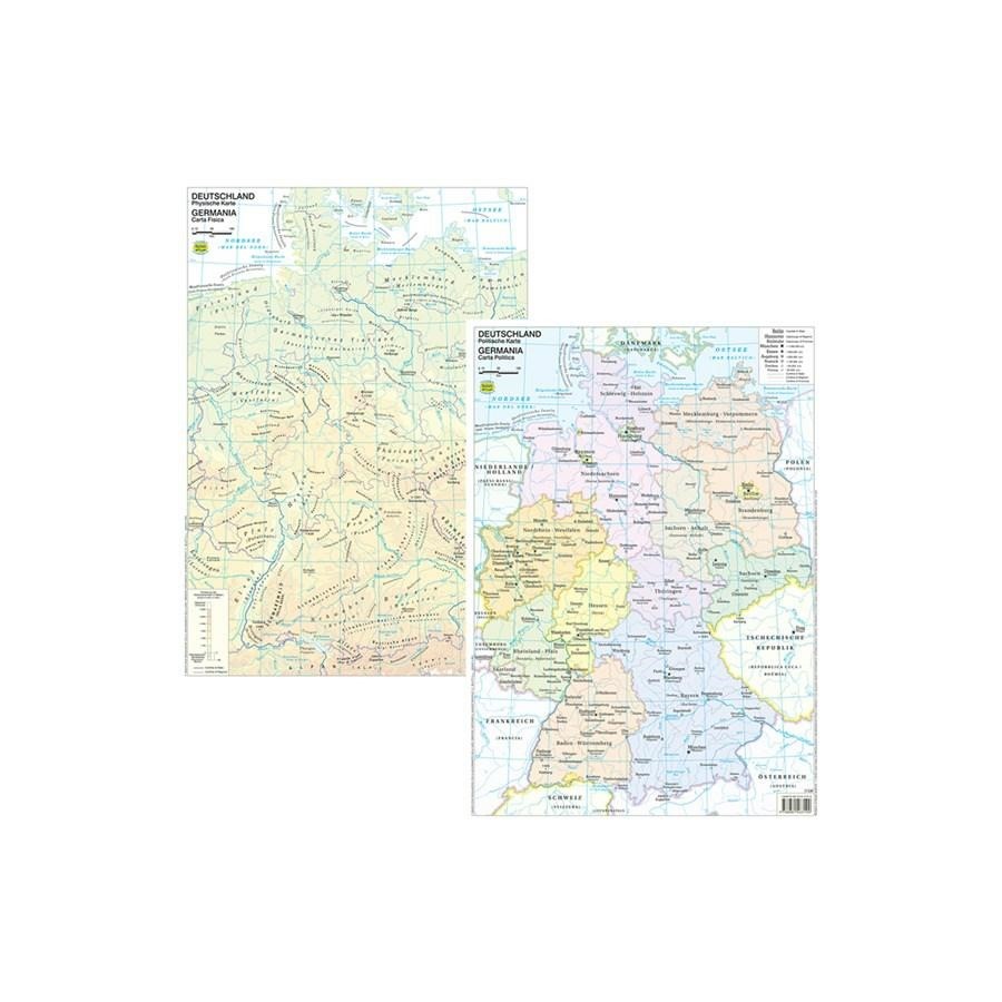 CARTINA GEOGRAFICA PLASTIFICATA GERMANIA