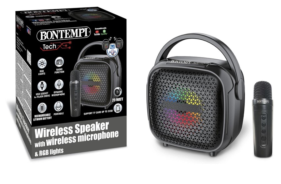 MINI CASSA C*MICROFONO WIRELESS PER KARAOKE