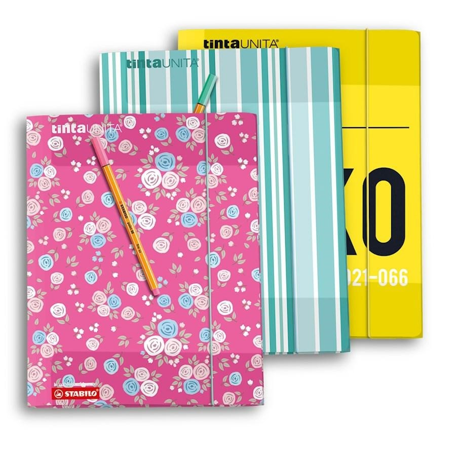 CARTELLA CON ELASTICO PIATTO PPL 25X35 Con ACCESSORI STABILO 2021