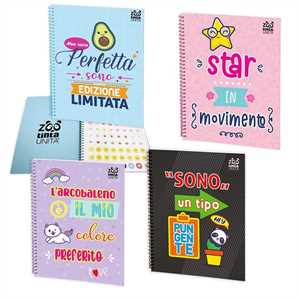 QUADERNO SPIRALATO A4 1R 70FF 80GR TINTAUNITA ZOO 2023