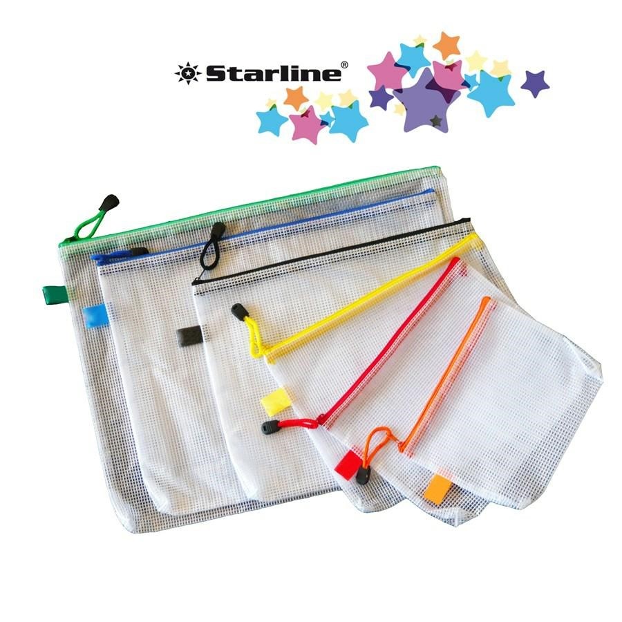 Busta in PVC a Rete A5 20x25cm con Cerniera Gialla