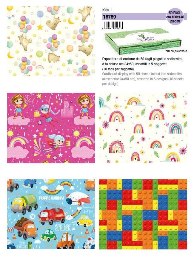 CARTA REGALO 100X140 KIDS 1 FF.50(5FFX10SOGG.)