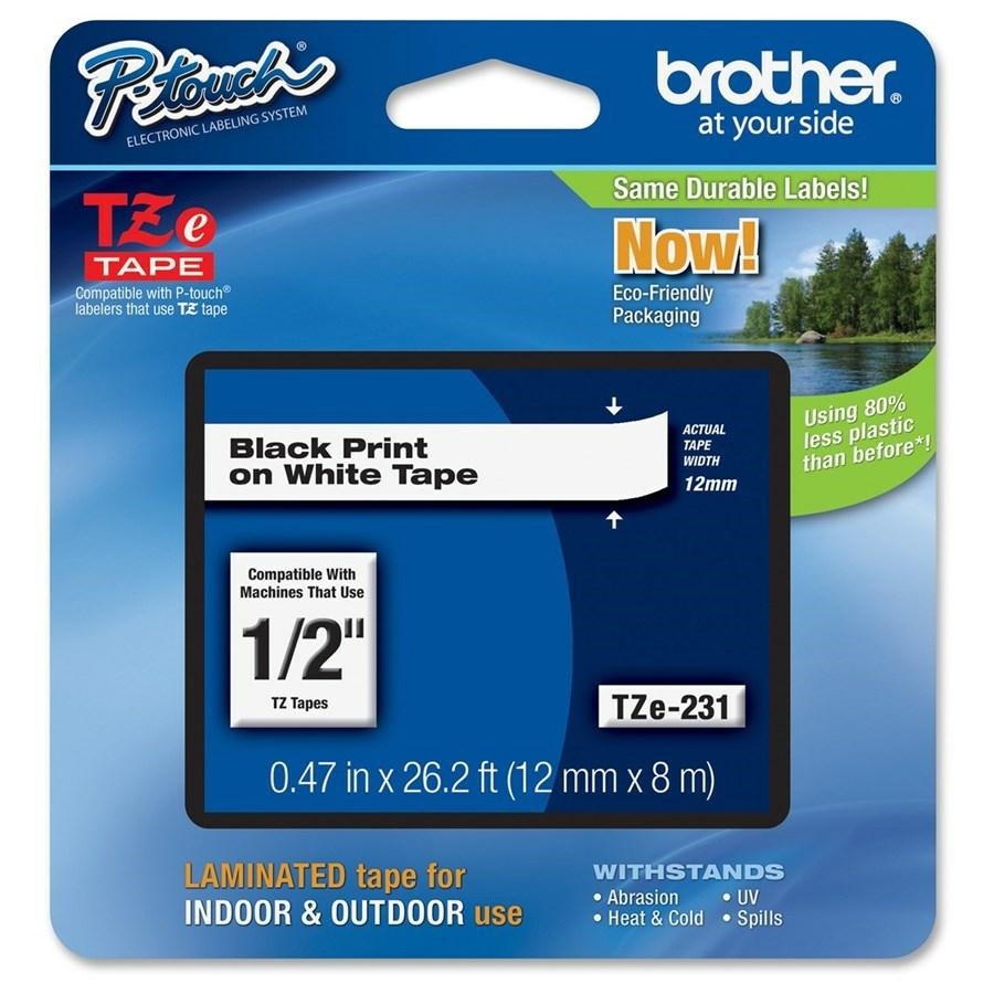 Nastro BROTHER mm12 X 4 mt.LAMINATO NERO BIANCO