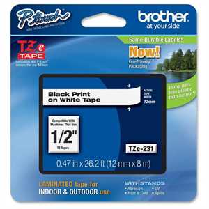 Nastro BROTHER mm12 X 4 mt.LAMINATO NERO BIANCO