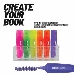 PALETTE BASETTA 6 EVIDENZIATORI FLUO GLIMMER TINTAUNITA