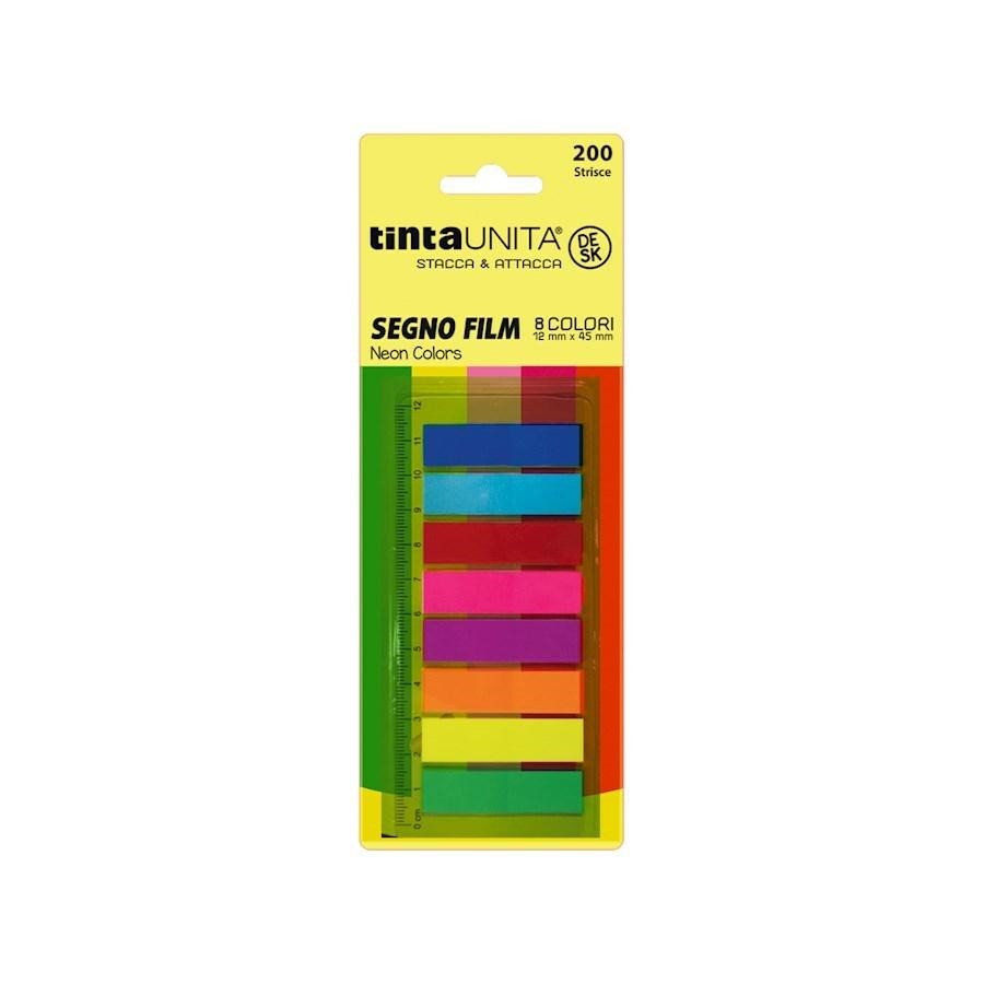 SEGNAPAGINA TINTA UNITA DESK CON RIGHELLO NEON 8COL 25FF 12X45