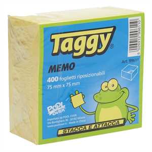 CUBO FOGLIETTI STACCA&ATTACCA 75X75 GIALLO 400FF TintaUNITA DESK