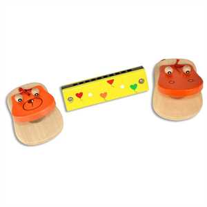 CASTAGNETTE E ARMONICA IN LEGNO MXW0310